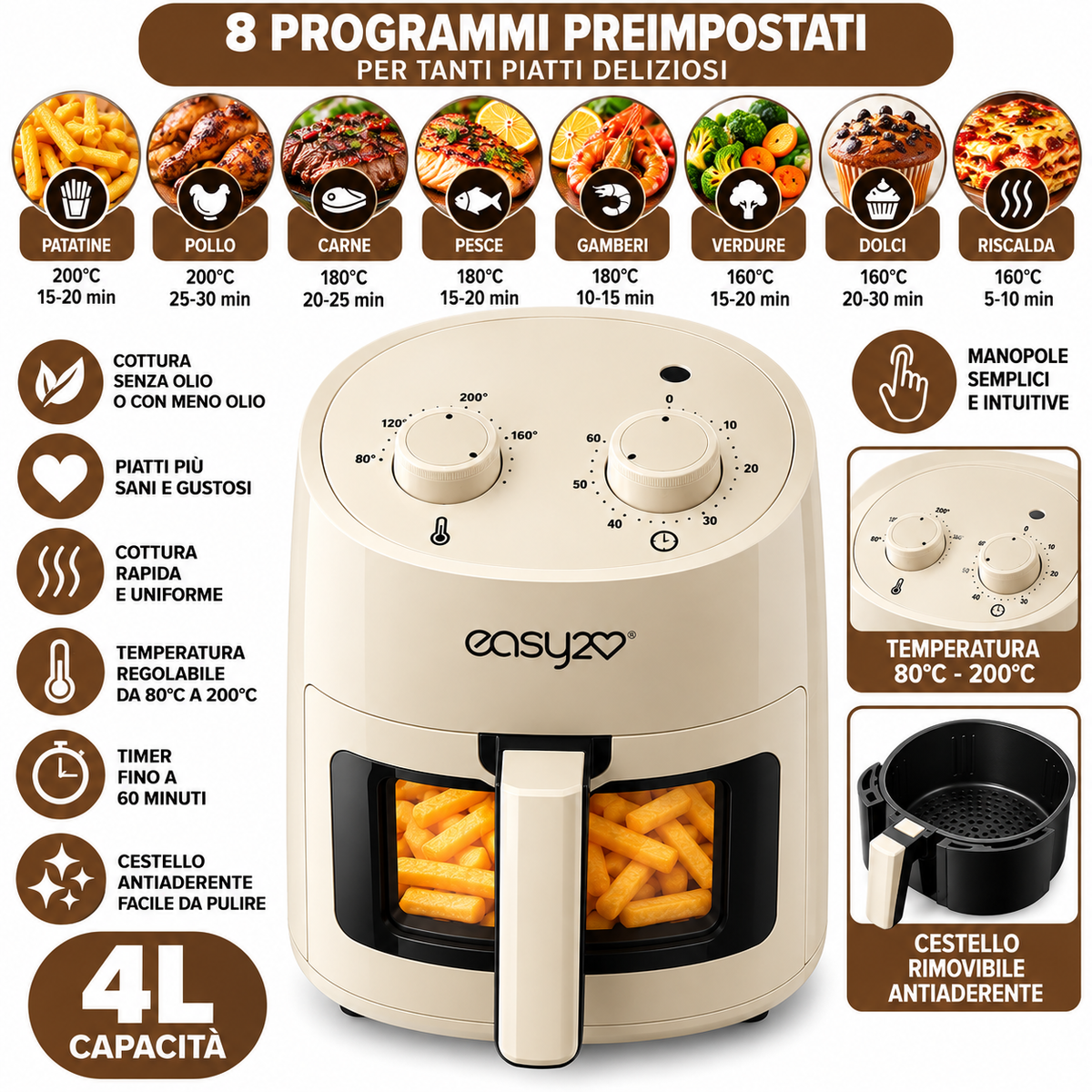 Friggitrice ad Aria Easy2 4 Litri – Cottura Sana e Croccante 3