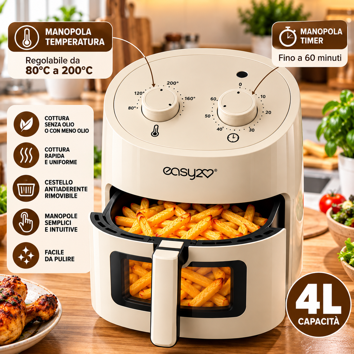 Friggitrice ad Aria Easy2 4 Litri – Cottura Sana e Croccante 5