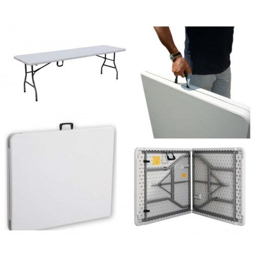 Tavolo Pieghevole 180 x 73 cm in PVC – Tavolo Richiudibile Portatile con Valigetta, Struttura in Metallo, per Feste, Catering, Campeggio, Giardino e Mercatini 4