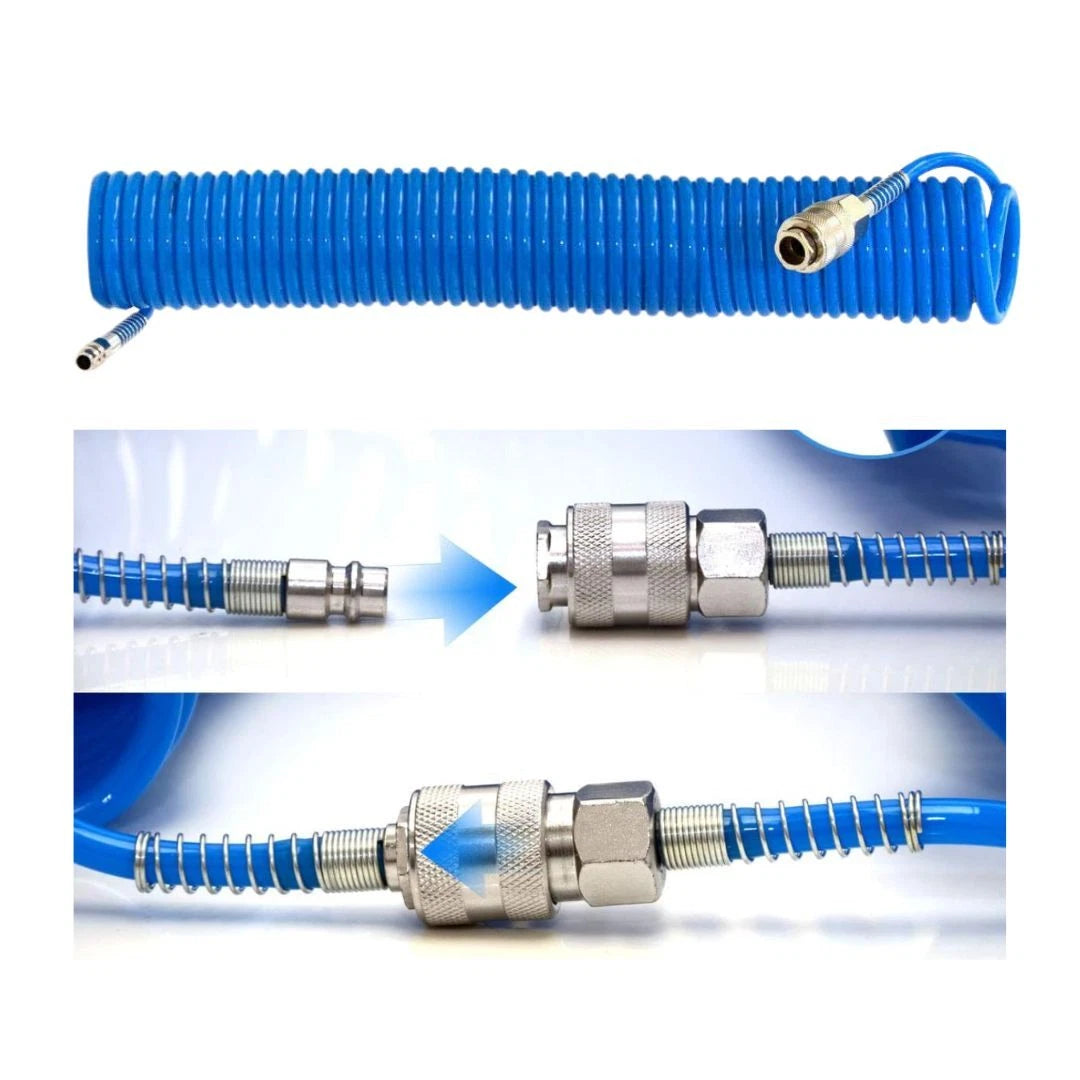 Tubo Aria Compressa 15 Metri Flessibile per Compressore Attacco Rapido 2