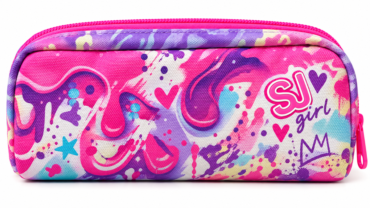 Astuccio Scuola SJ Girl con Coniglietto – Portapenne Bambina Rosa e Viola 4