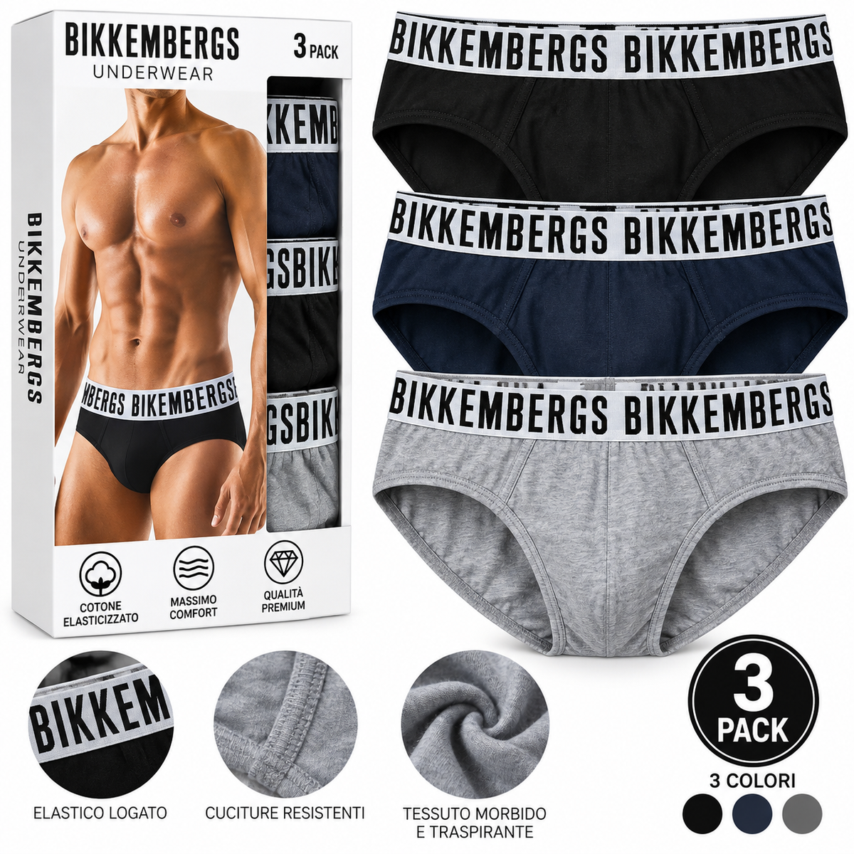 Slip Uomo Bikkembergs Intimo Uomo Cotone Mutande Uomo Comfort Vestibilità Perfetta