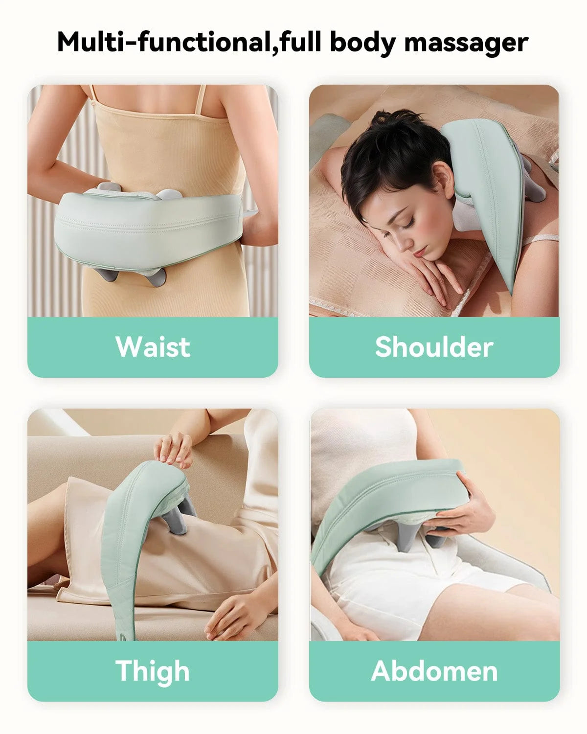 Massaggiatore Cervicale e Spalle Elettrico Ricaricabile, Massaggiatore Shiatsu 4D con Calore, Massaggio Profondo e Fascia Regolabile, Uso per Collo, Spalle, Schiena, Gambe e Corpo 6